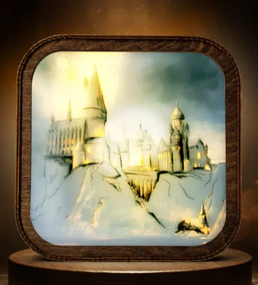 Wooden Acrylic Harry Potter Night Light Hogwarts After Curfew